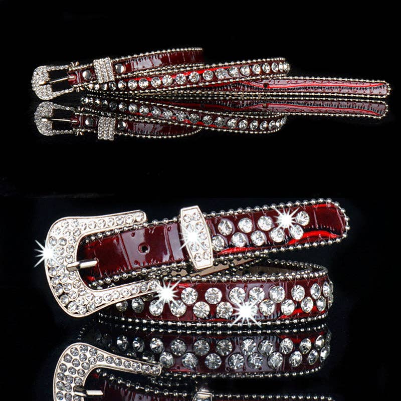 Tourtiwi – Großhandel Gürtel – Damen – Vintage glänzender Strass Skinny Belt3