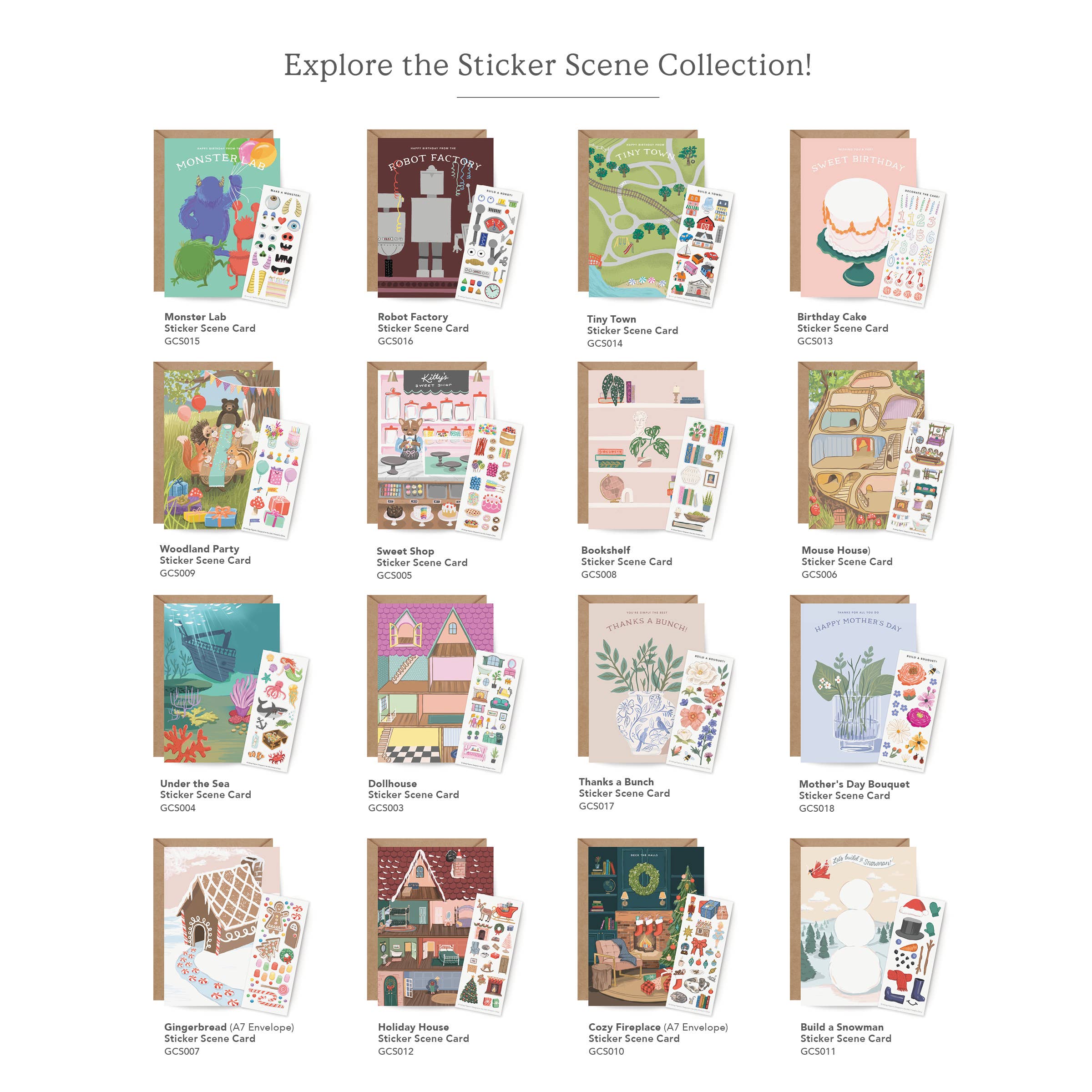 Inklings Paperie - Wholesale Everyday Greeting Card - Sticker Scene Card - Dollhouse9