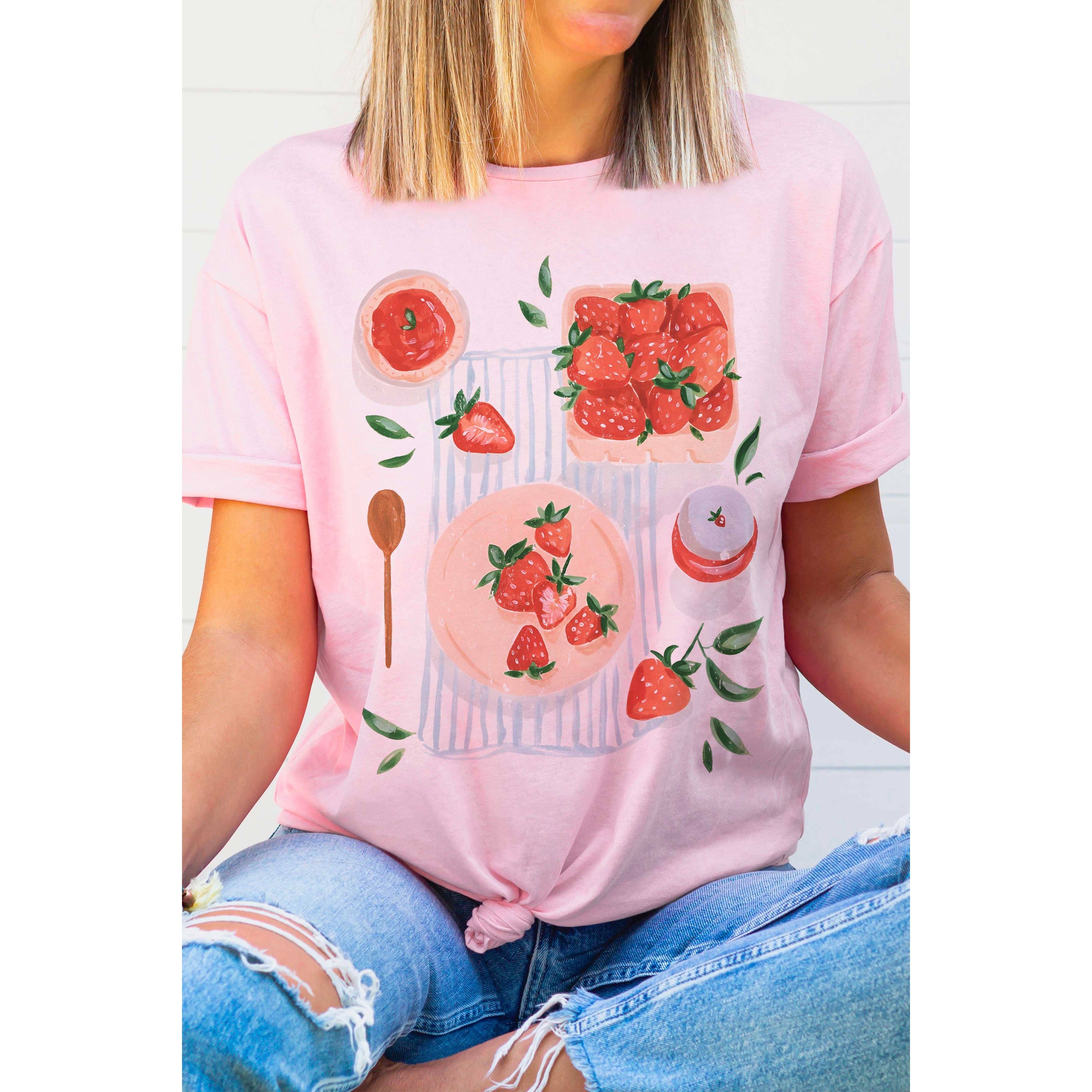 A. BLUSH CO - Vendita all'ingrosso Maglietta stampata - Donna - T-shirt grafica Strawberry Picnic4
