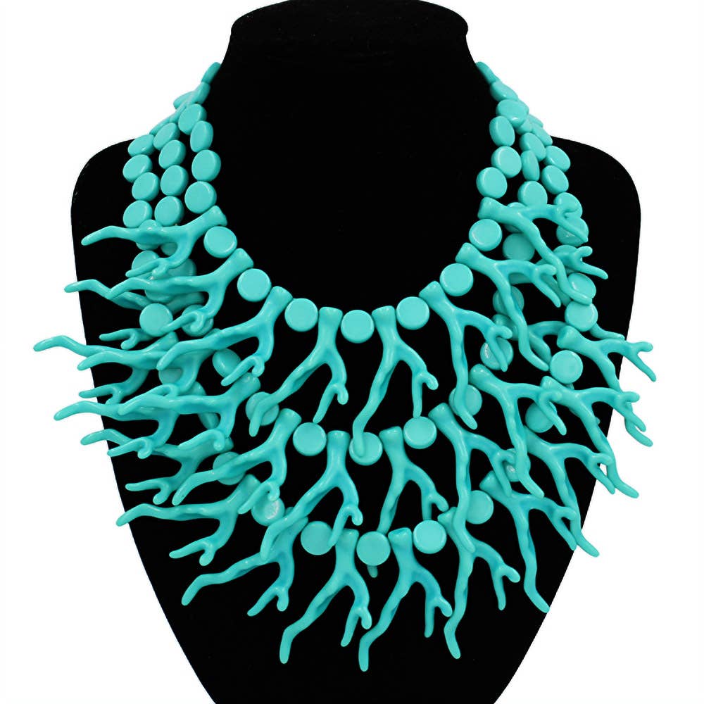 Sensibling Corp. - Wholesale Bib Necklace - Bold Layered Coral Statement Necklace8