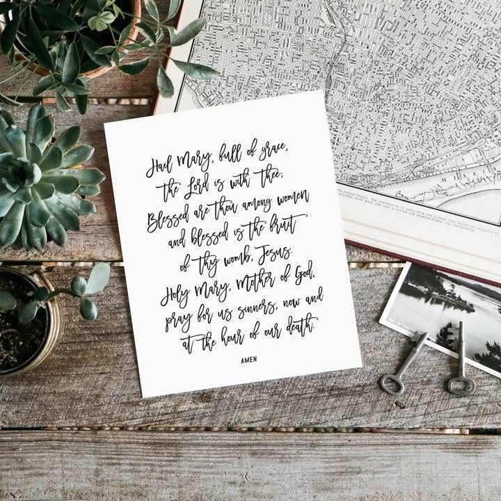 The Anastasia Co - Wholesale Art Print - Hail Mary Prayer Print | Catholic Decor2