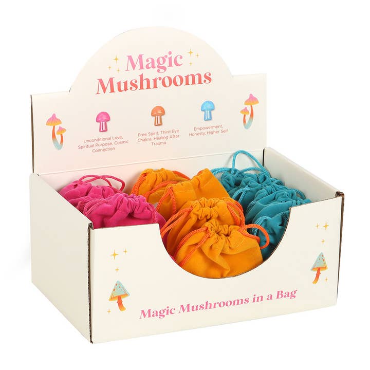 Something Different Wholesale - Wholesale Spiritual Stone/Crystal - Set of 24 Magic Aura Crystal Mushrooms in Display5