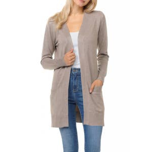 Wholesale CURVY Open Front Hooded Cardigan with Pockets for your store -  Faire Canada