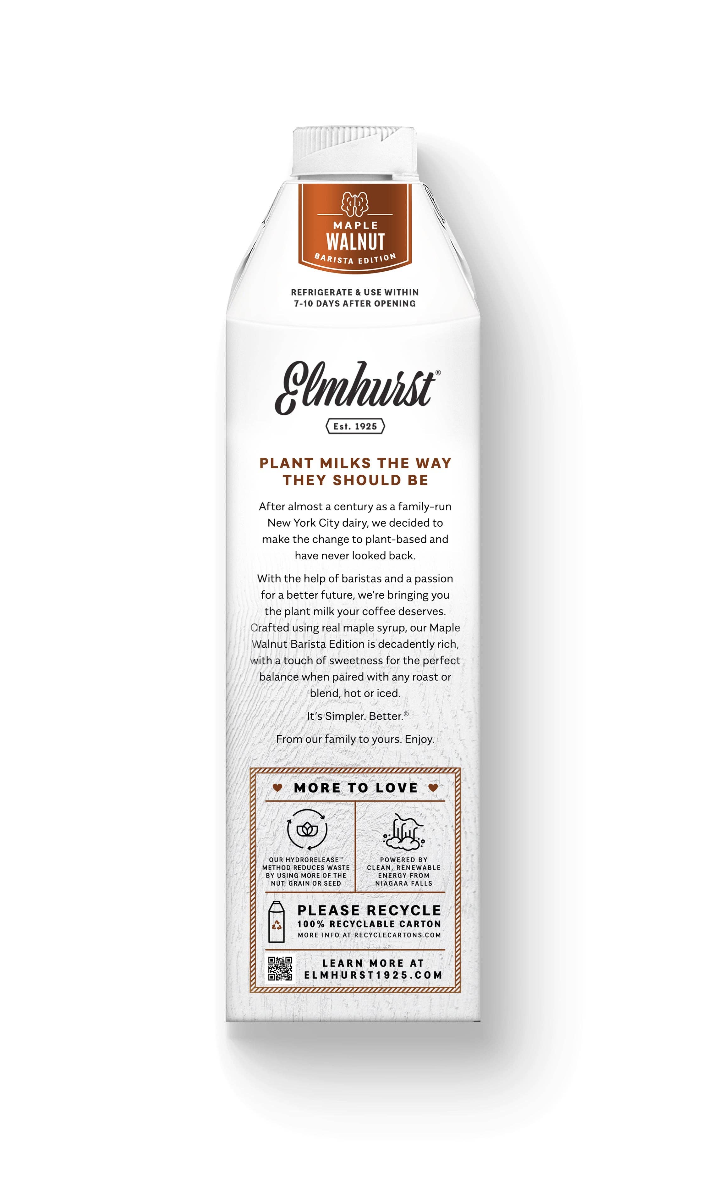 Elmhurst 1925 - Vente Boisson végétale - Lait Érable Noix de Grenoble Édition Barista, 32oz [Lot de 6]6