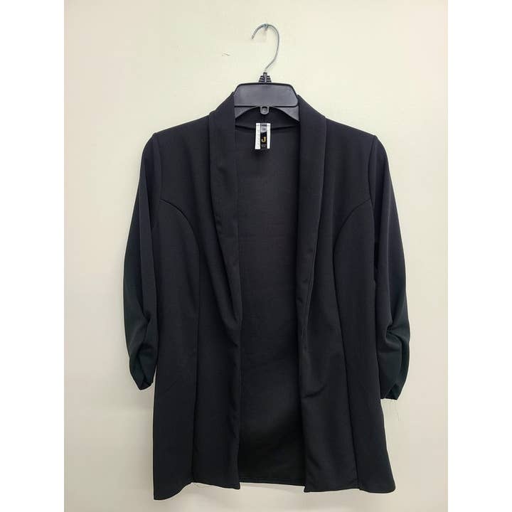 Uptown Apparel - Wholesale Blazer - Women's - JK6880 Shirred 3/4 Sleeve Elegant Blazer0
