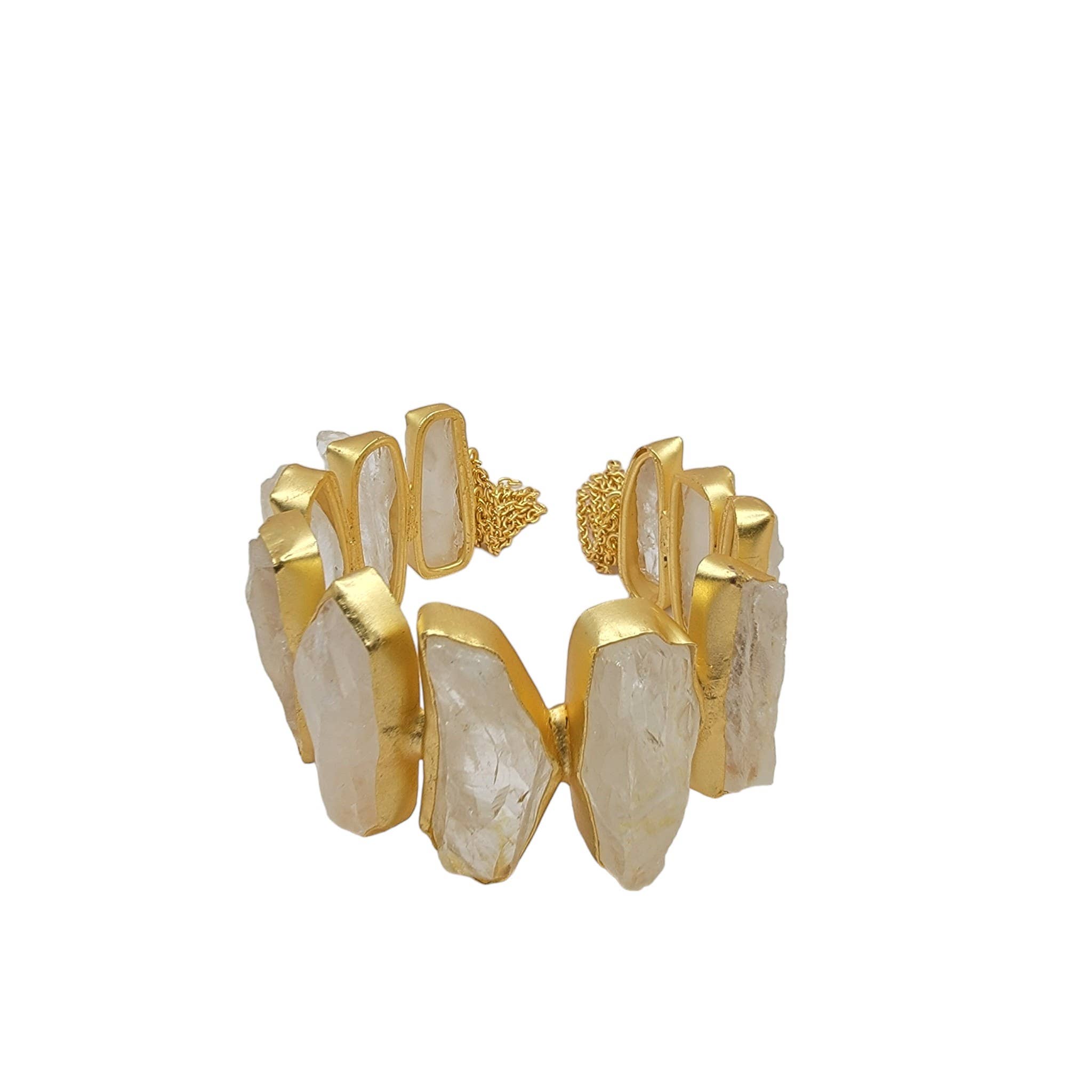 ZEYZEY - Wholesale Cuff Bracelet - Rough Crystal Quartz Handmade Statement Gold Cuff Bracelet