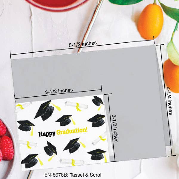 Printed Canvas - Wholesale Graduation card - Tassel & Scroll, Greeting Card (#8678B)1