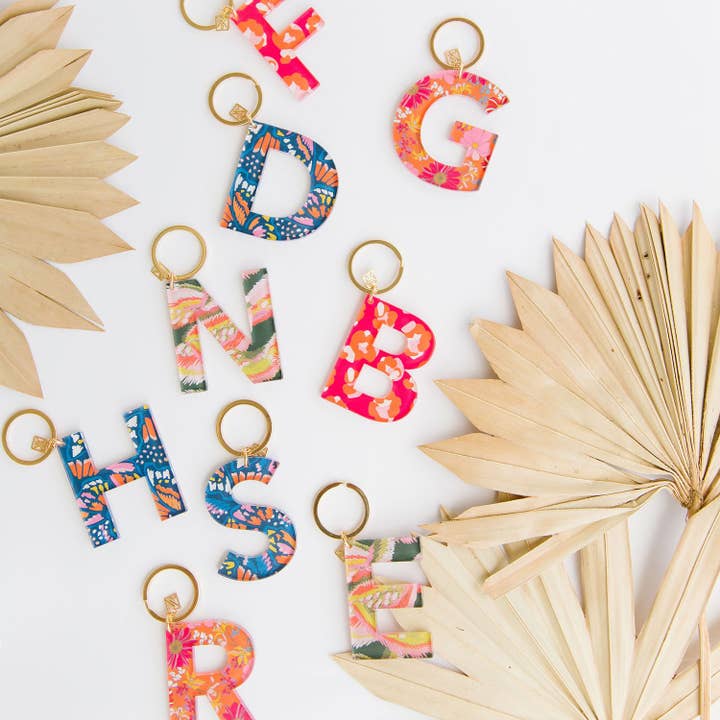 Michelle McDowell - Wholesale Keychain - Women's - Patterned Initial Keychain Prepack, No Display