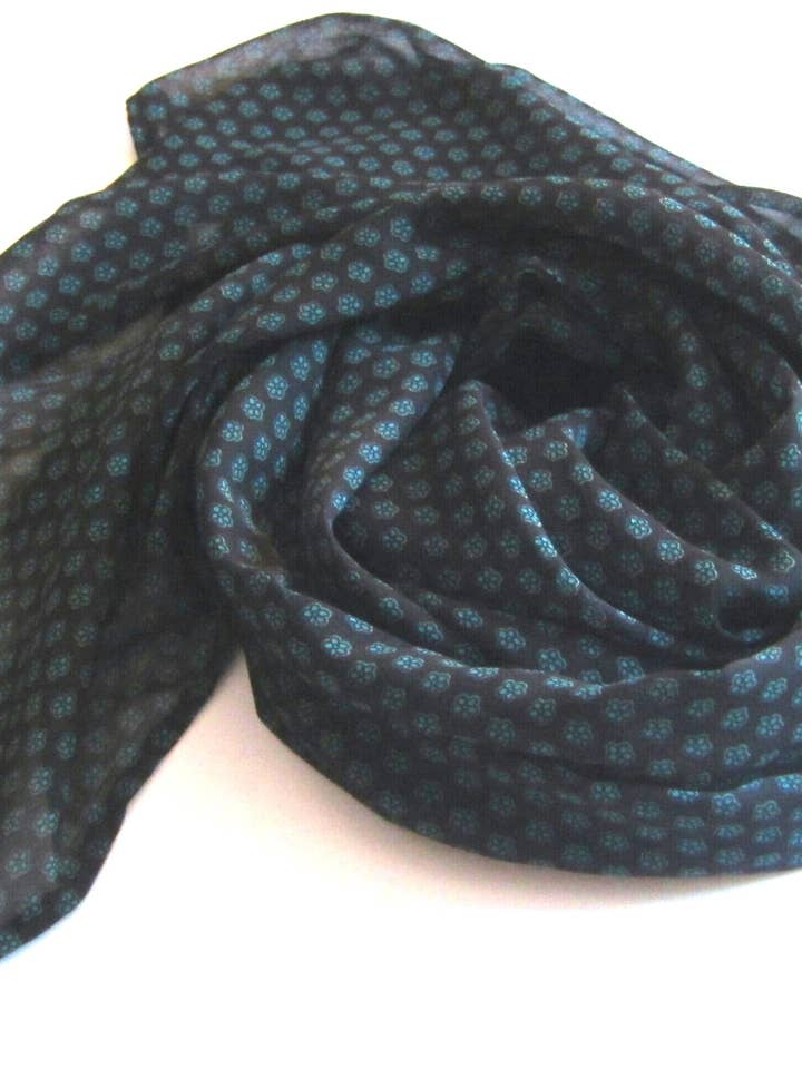 Black And Green Fine Floral Print Scarf for wholesale by Style Showroom