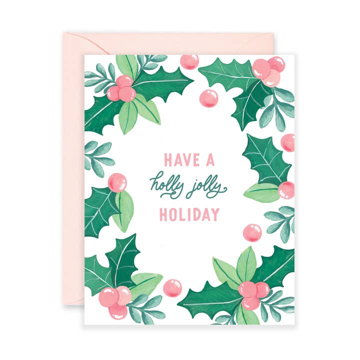 Cartão de Saudação Holly Jolly Holiday | Cartão de Natal por atacado de Isabella MG