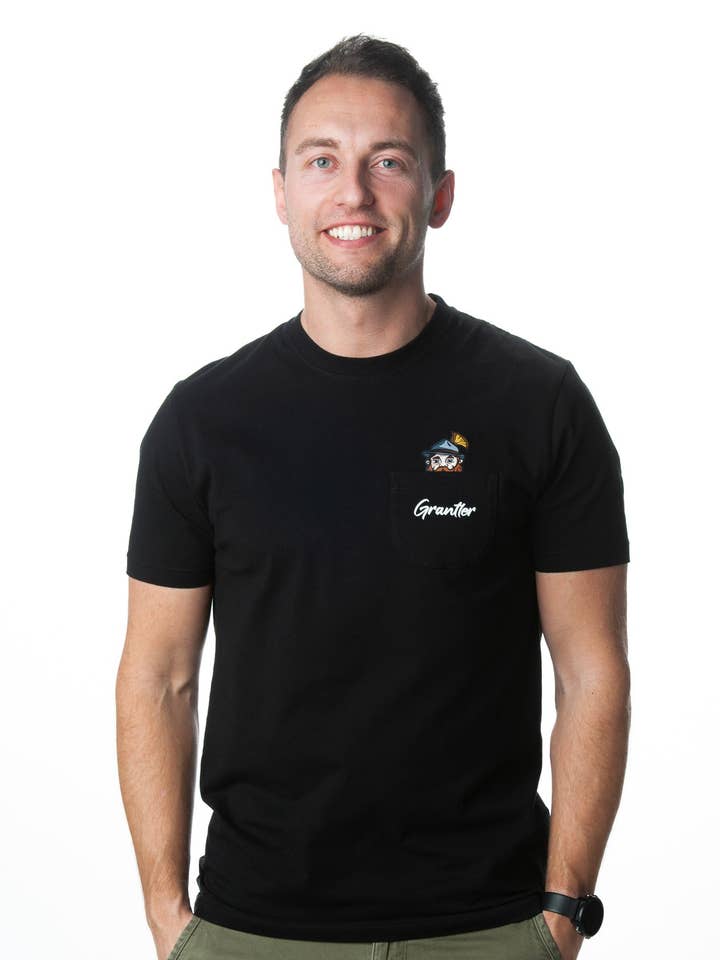 Unisex T-shirt "Grantler pockets" black organic cotton for wholesale by Buadep