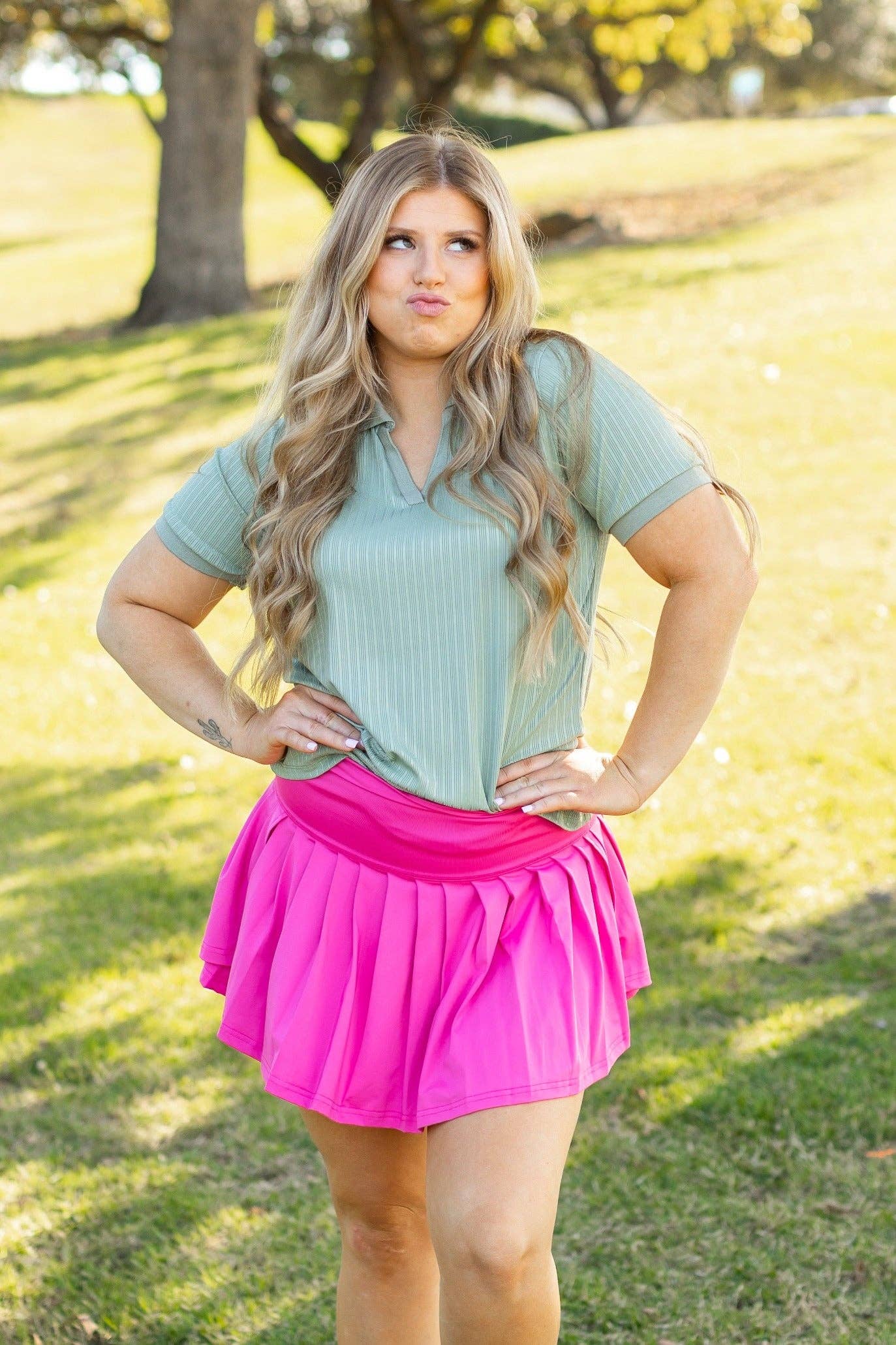 Vert Haut polo en maille côtelée, vert sauge en vente sur Faire10