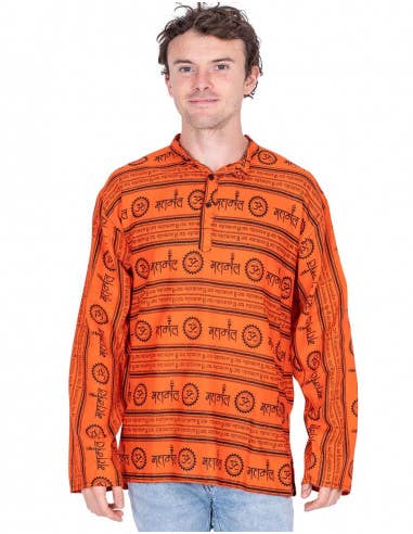 Orange Kurta for Men's Style Ethnic Shirt for wholesale on Faire1