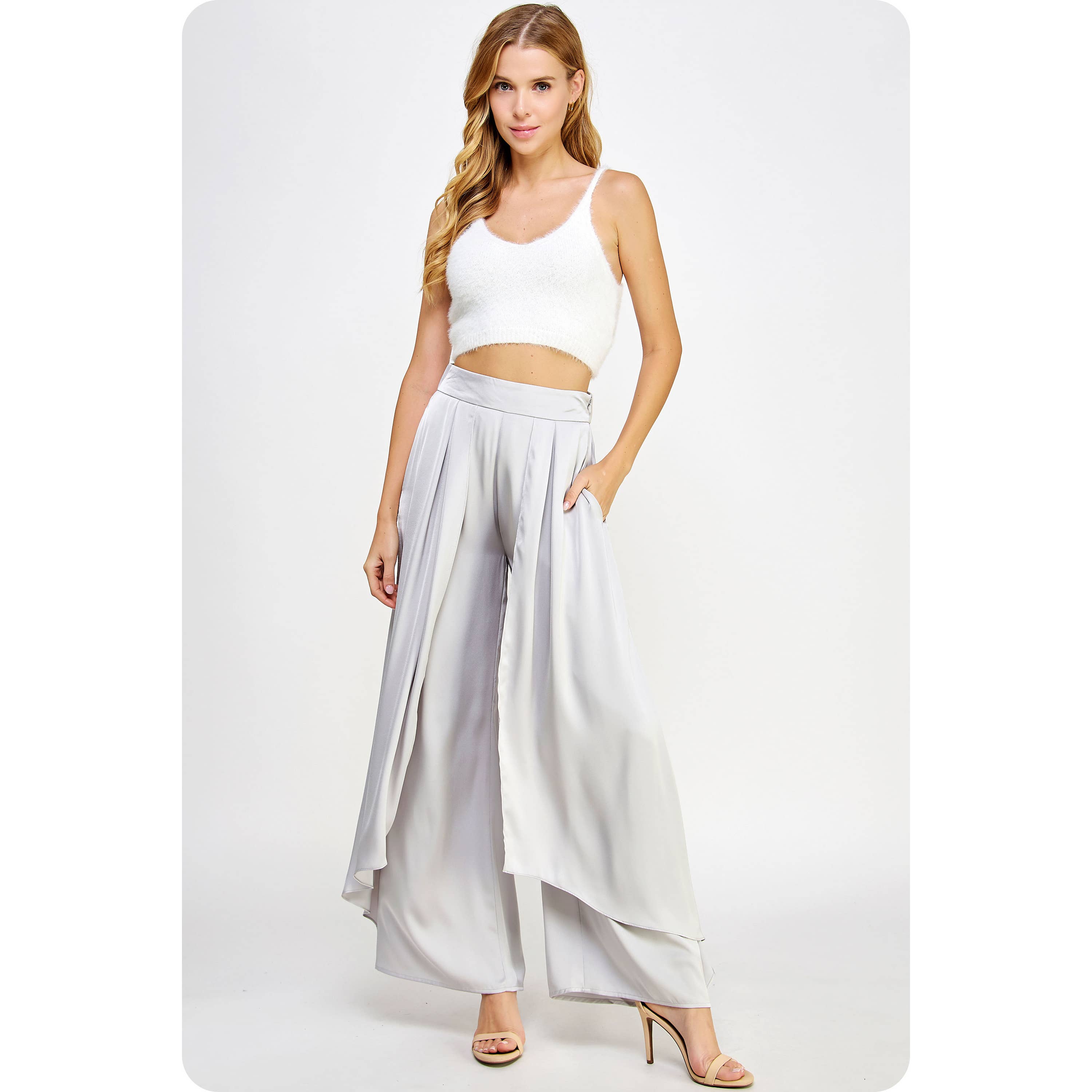 Strut & Bolt – Engroshandel Bukser - Dame – Overlay Satin Bukser Med Brede Ben19