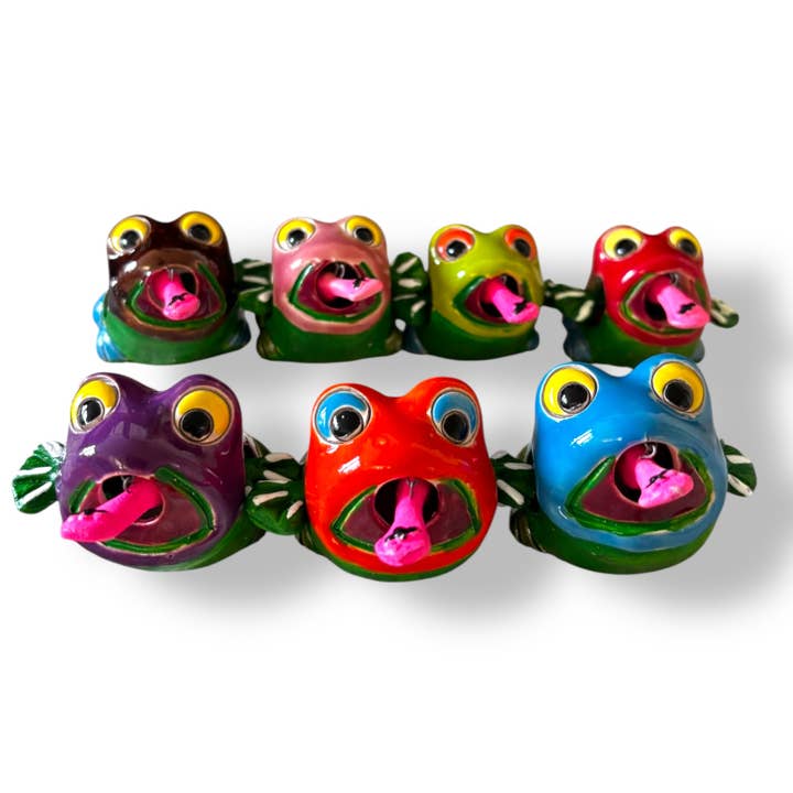 Handmade Ceramic Frog Figurine Clay Animal Home Decor Kids  for wholesale by Zoe Artcrafts Corp.
