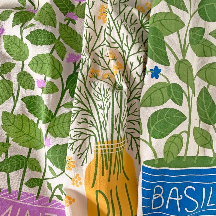 The Neighborgoods - Vente Torchons - FRESH HERBS (basilic, aneth, menthe) - Lot de 3 torchons5