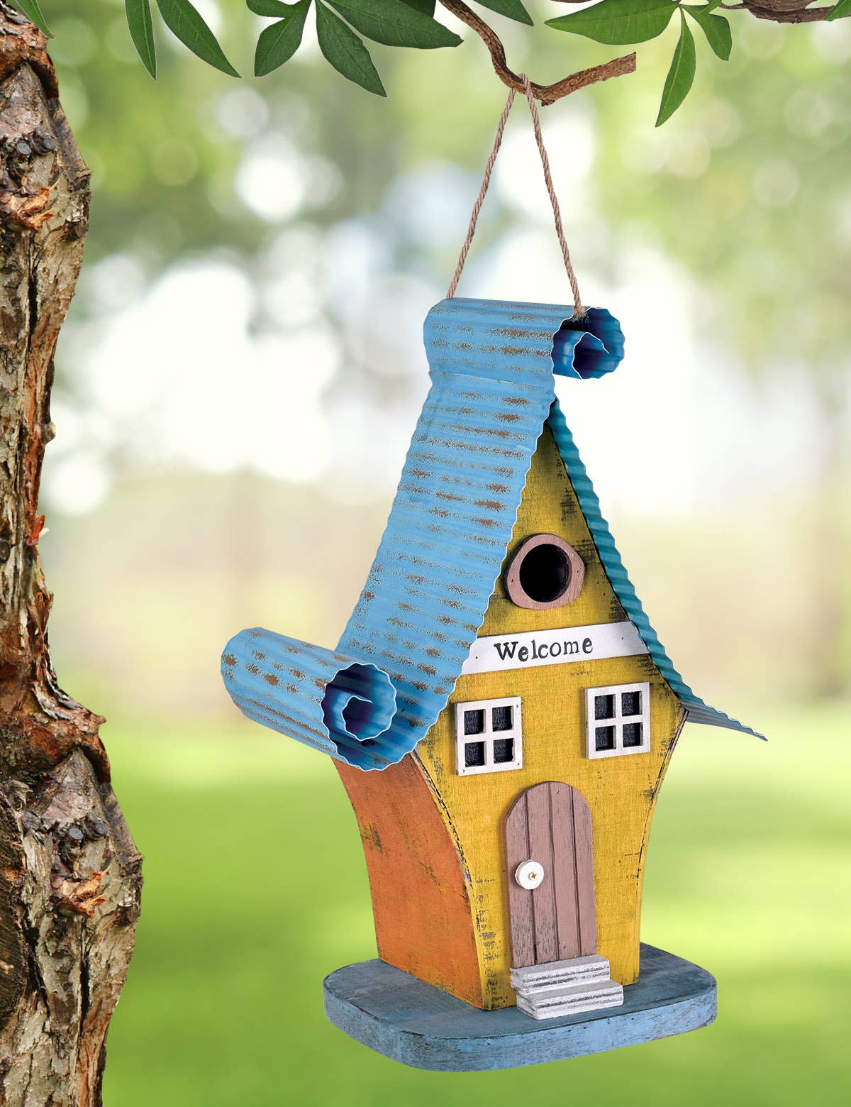 Cabin Lake Theme Fishing Lure Birdhouse Hanging Bird House -   Log Cabin Decor