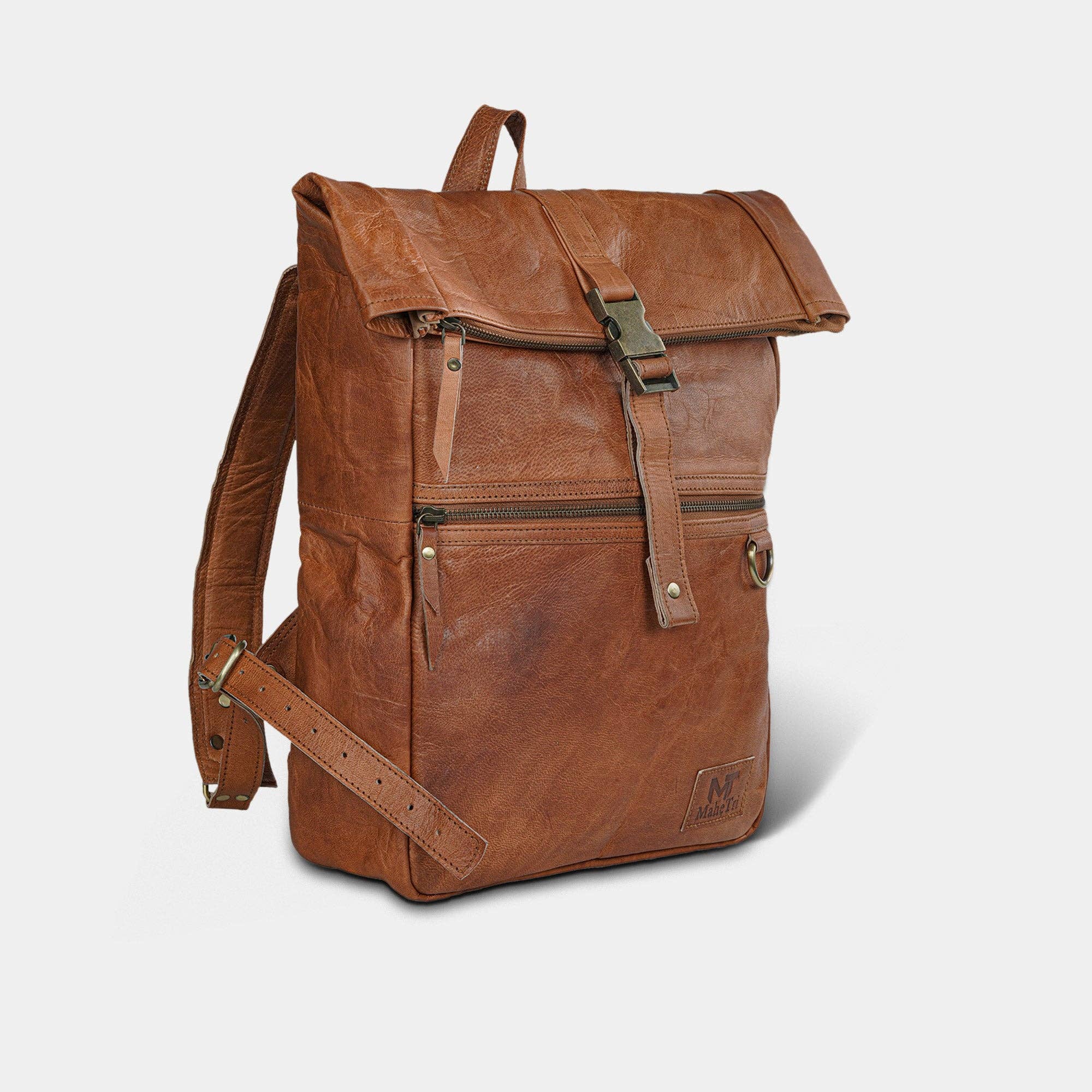 MaheTri LLC - Leather & Lifestyle Goods - Wholesale Backpack - Men's - Leather Roll Top Rucksack Backpack