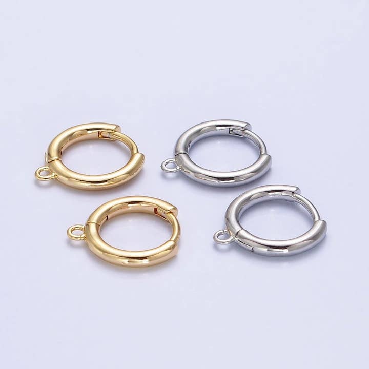 Boucles d'oreilles à fermeture par pression One Touch Hoop avec maillon ouvert 15,6 mm, sans nickel et sans plomb pour la fabrication de breloques d'oreilles Z-161 Z-162 pour la vente par Aim Eternal