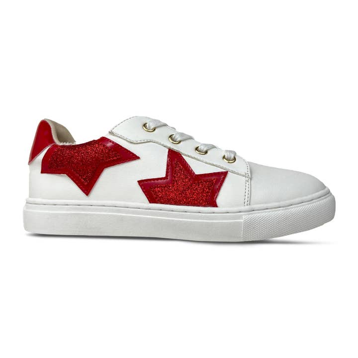 Miss Harper Sneaker in Red Glitter - Kids for wholesale on Faire