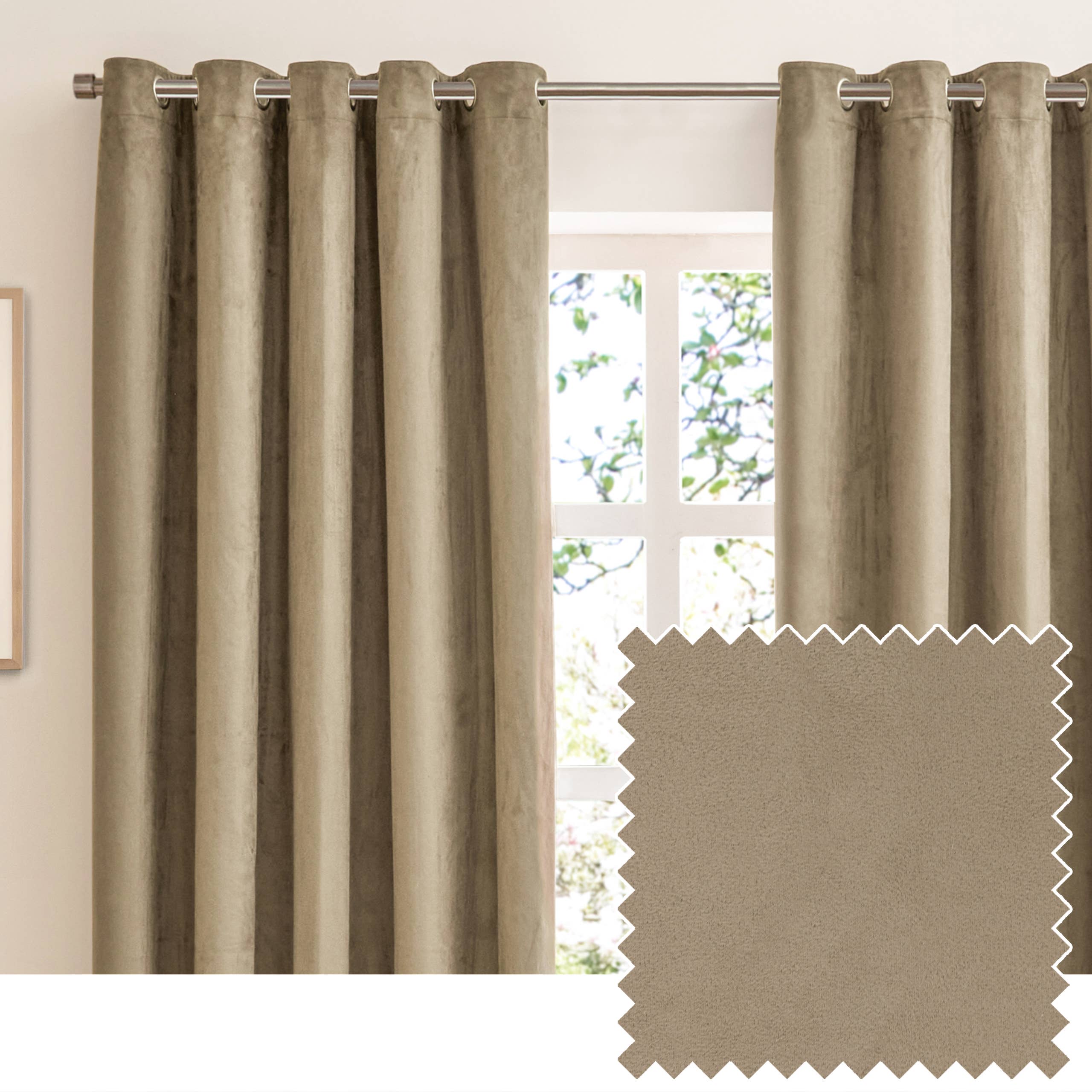 Verso Suede 100% Blackout Eyelet Curtains Mocha for wholesale on Faire0