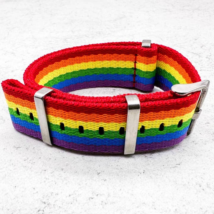 The Thrifty Gentleman – wholesale Watch band/strap – Men's – Rainbow Striped Herringbone Nato Watch Strap2