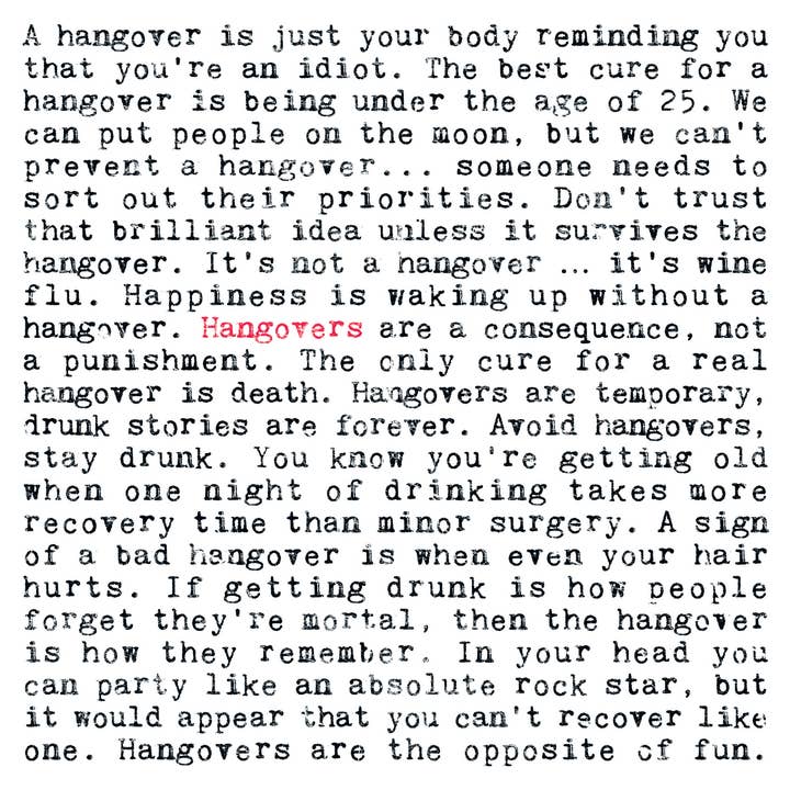 Coulson Macleod - Wholesale Birthday Card - Hangover Quotes Card, Fun Birthday Card