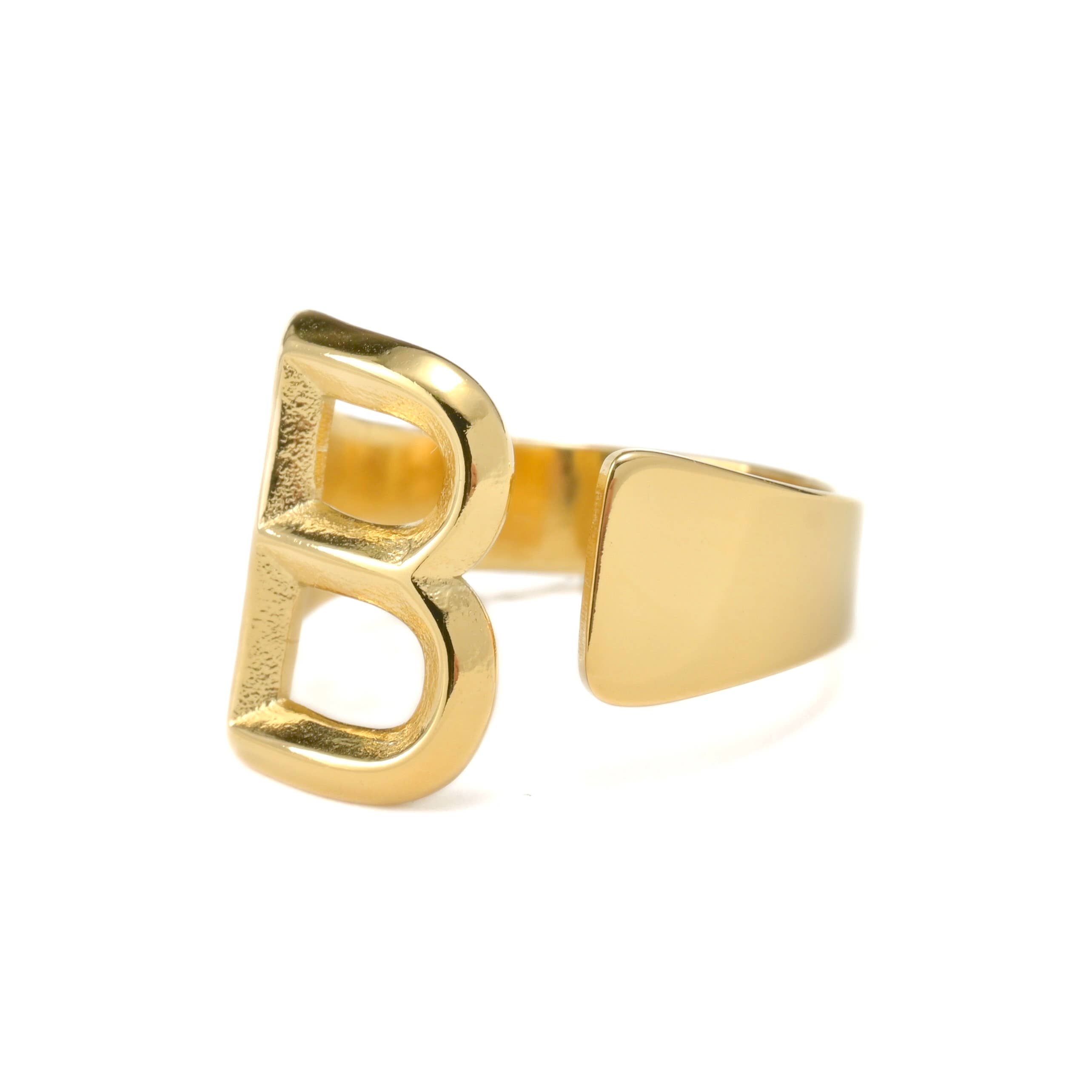 Blueyejewelry – Anel de sinete por atacado – Open Chunky Initial Ring - Anel de Letra Grande2