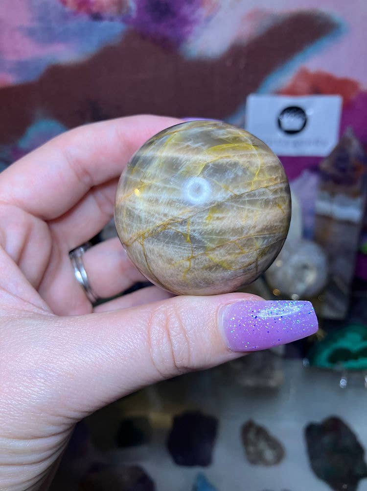 Prettygoods - Wholesale Spiritual Stone/Crystal - Black Moonstone Sphere0