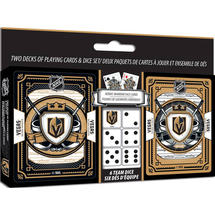 Masterpieces Puzzles - Wholesale Playing Cards - Las Vegas Golden Knights - 2-Pack Playing Cards & Dice Set
