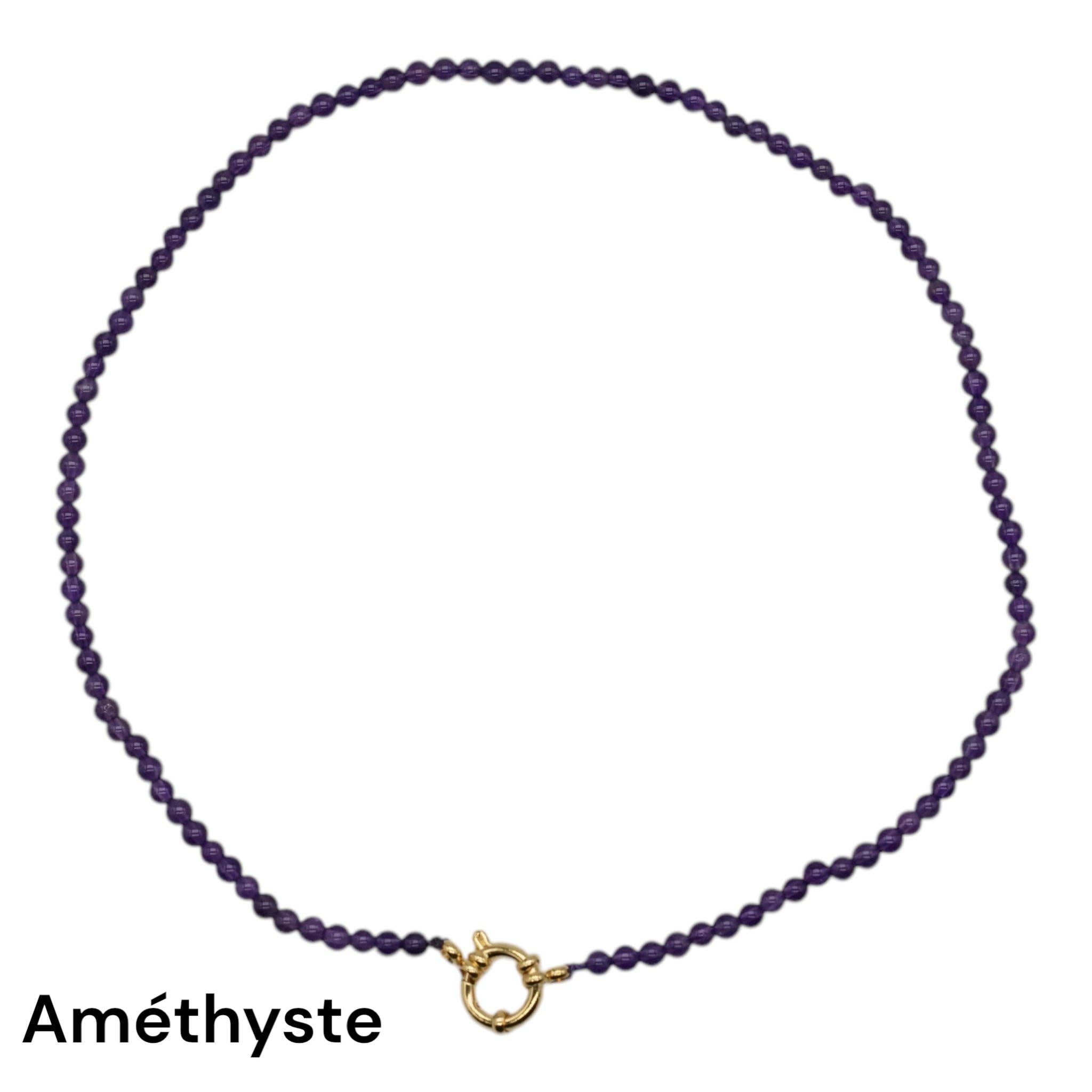 Foliesbijoux - Wholesale Beaded/Pearl Necklace - 43 cm necklace in 4 mm with gold-plated stainless steel buoy clasp (20 stones available)7