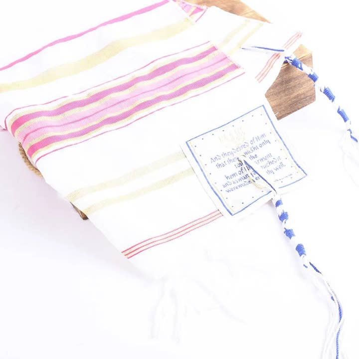 Swanson Christian Products - Wholesale Wrap - Women's - Prayer Shawl – Gold and Pink – Traditional Messianic with Tallit