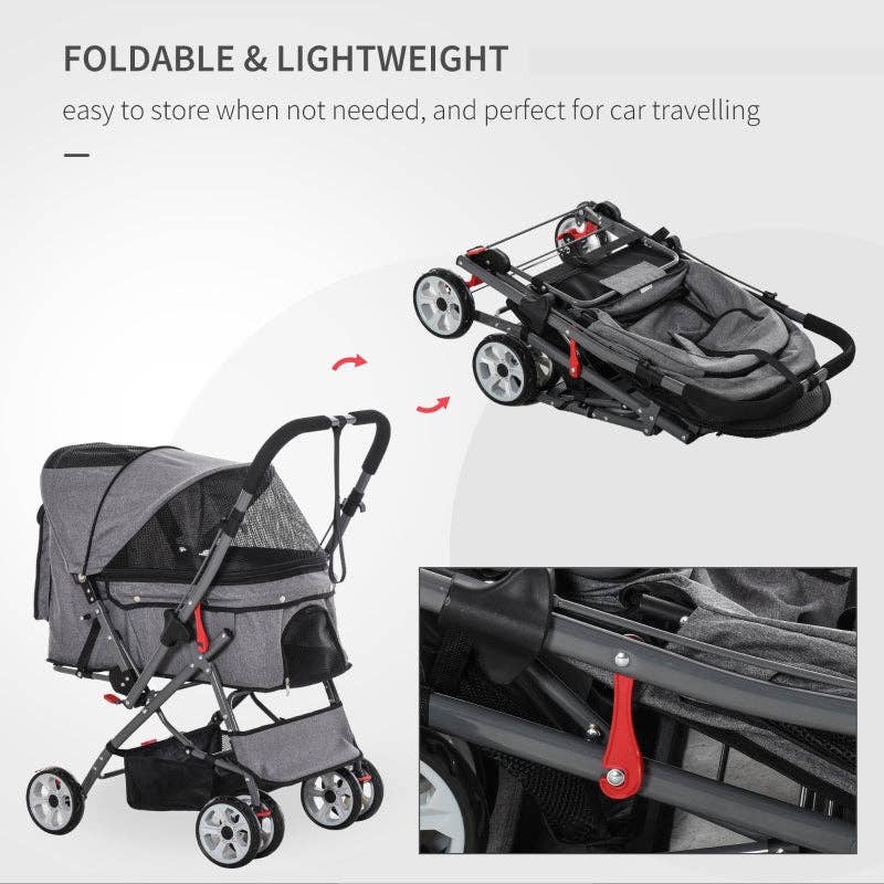 Furr-Baby Gifts - Wholesale Pet Carrier - Cat/Dog - Pet Foldable Travel Carriage Stroller with Reversible Handle3