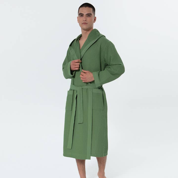 SEYANTE - Wholesale Robe - Men's - Men's Hooded Turkish Cotton Waffle Robe5
