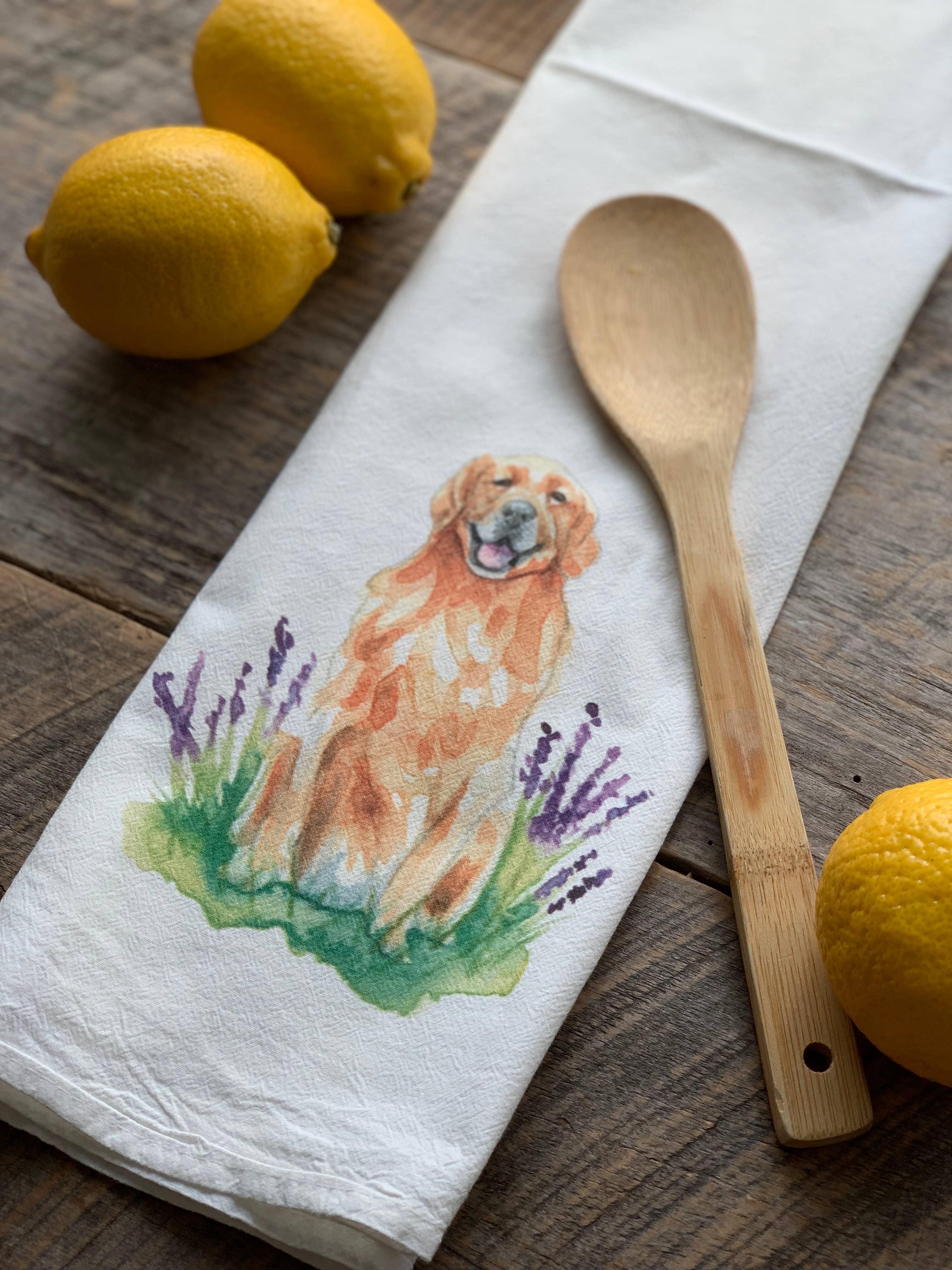 Meadowbrook Lane - Wholesale Tea Towel - Watercolor Golden Retriever Dog Flour Sack Tea Towel3