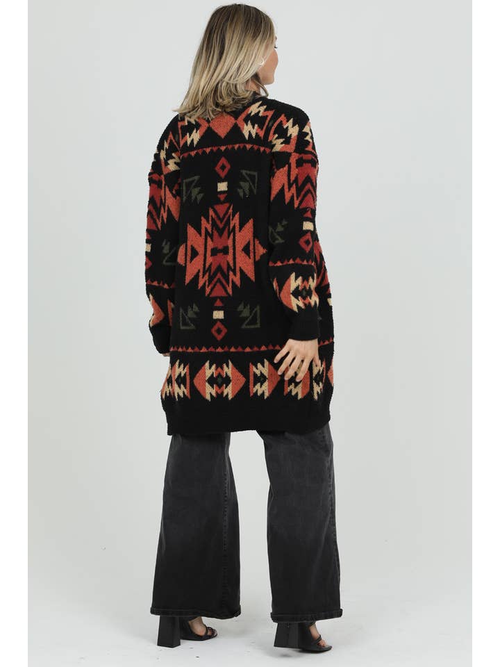 ANGIE - Wholesale Cardigan - Women's - XHP34-ASIS COZY AZTEC CARDIGAN SWEATER23