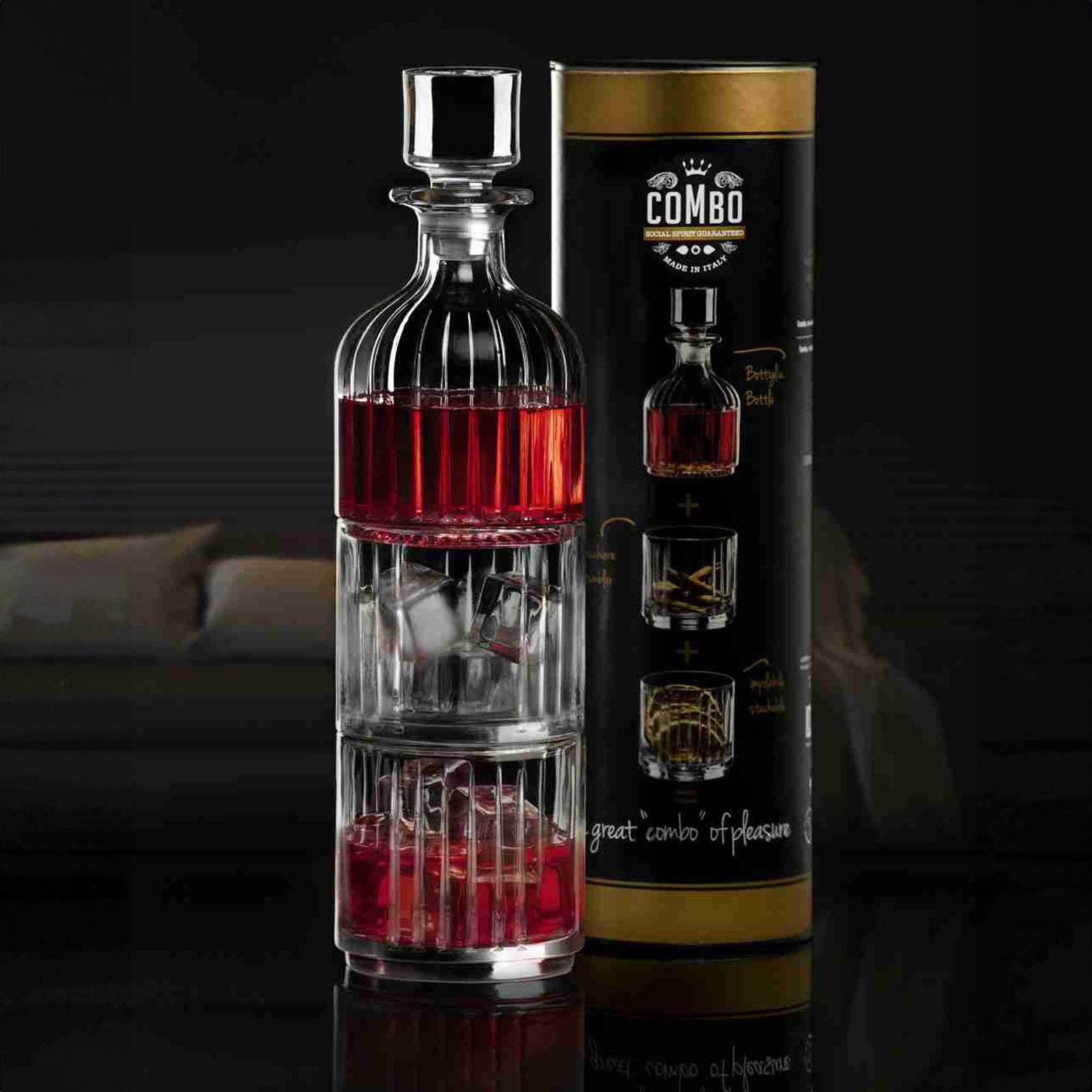 Rinkit Ltd - Wholesale Decanter - 3 Piece 345ml Timeless Combo Stacking Glass Whisky Decanter Set2