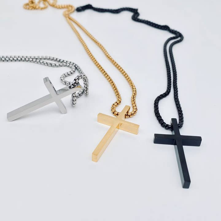 Mio Queena - Wholesale Pendant/Charm Necklace - Glossy Cross Stainless Steel Pendant Necklace - MJ/MNP