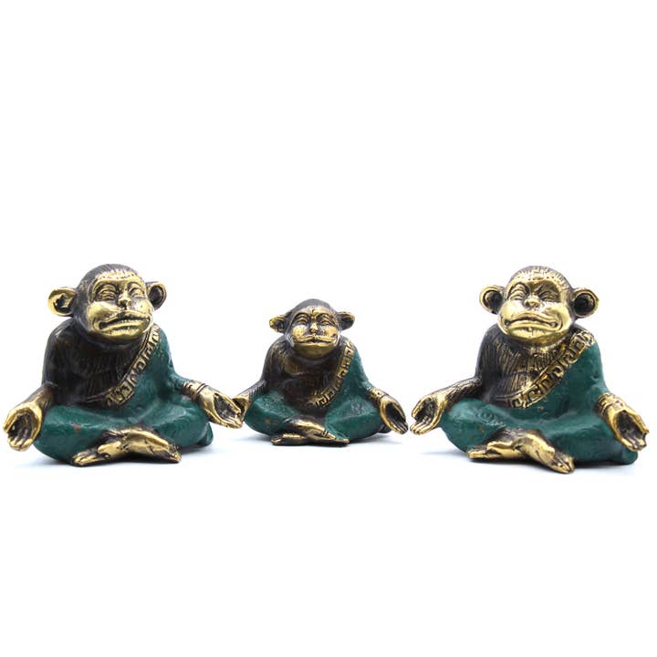 Ancient Wisdom - Wholesale Decorative Figurine - Set of 3 - Family of Yoga Monkeys (asst sizes)