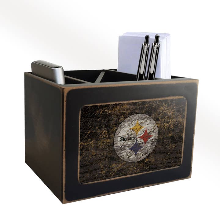 Fan Creations - Wholesale Desk Organizer - Pittsburgh Steelers Distressed Desktop Organizer With Team Color0
