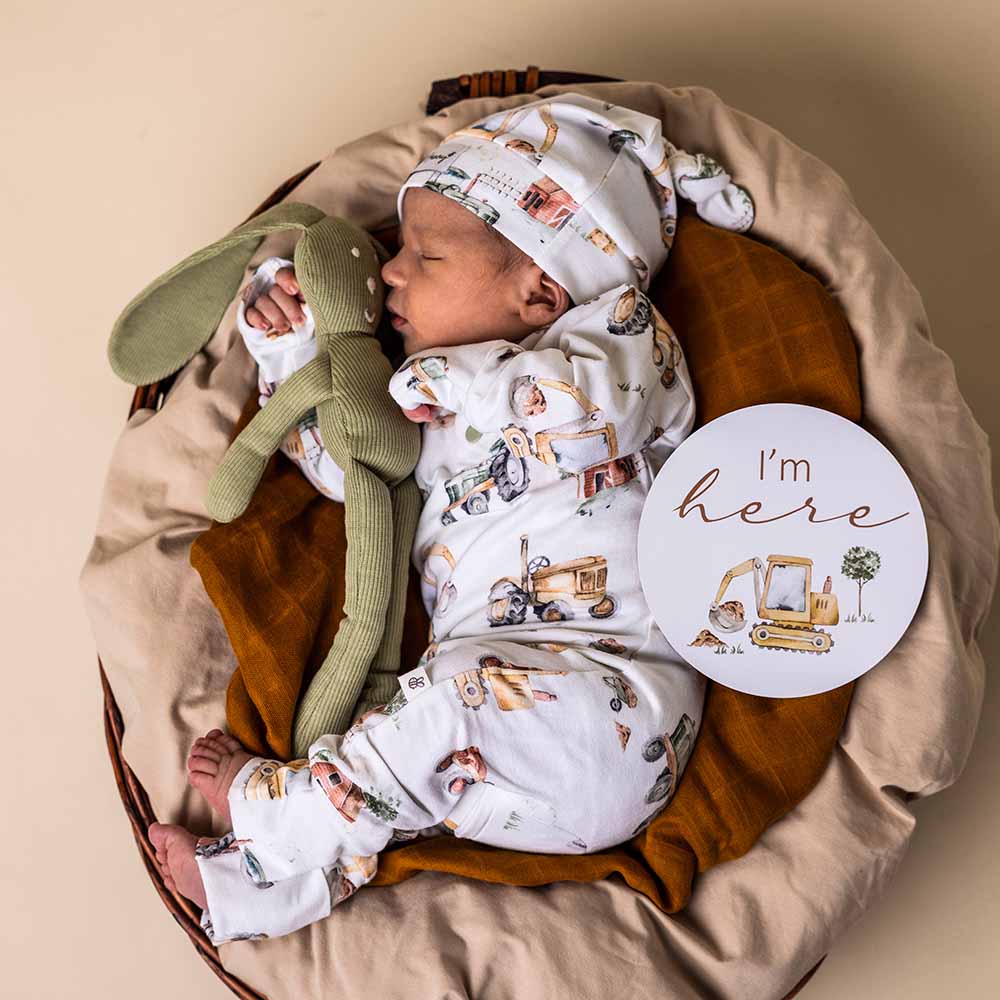 Snuggle Hunny – wholesale Byxdress - Baby – Grävmaskiner & Traktorer Ekologisk Growsuit3