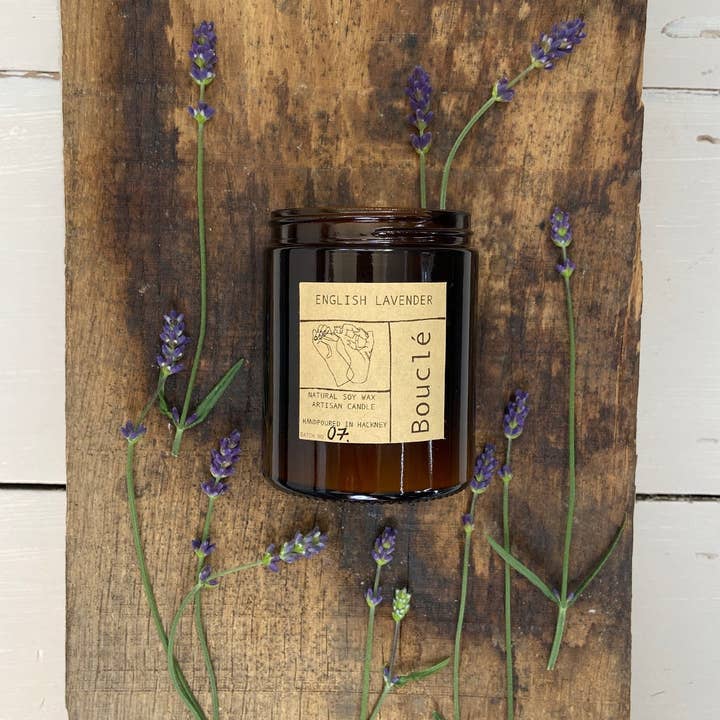 Vela de aceite esencial de lavanda inglesa para venta al por mayor de Bouclé