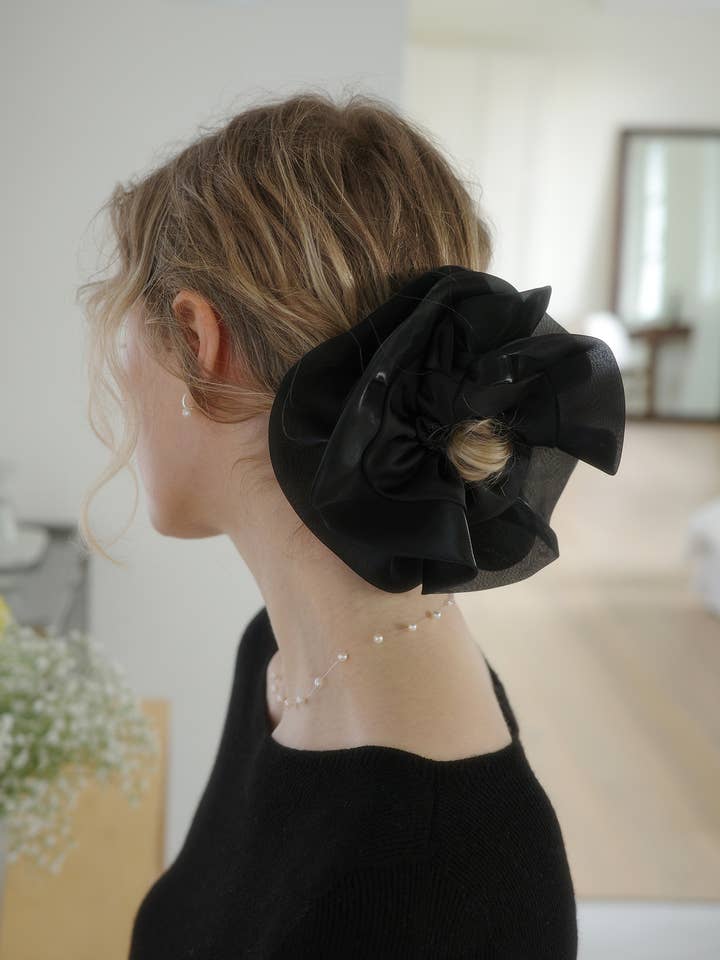 Satin Volume Petal Scrunchie for wholesale by SOLI STUDIO