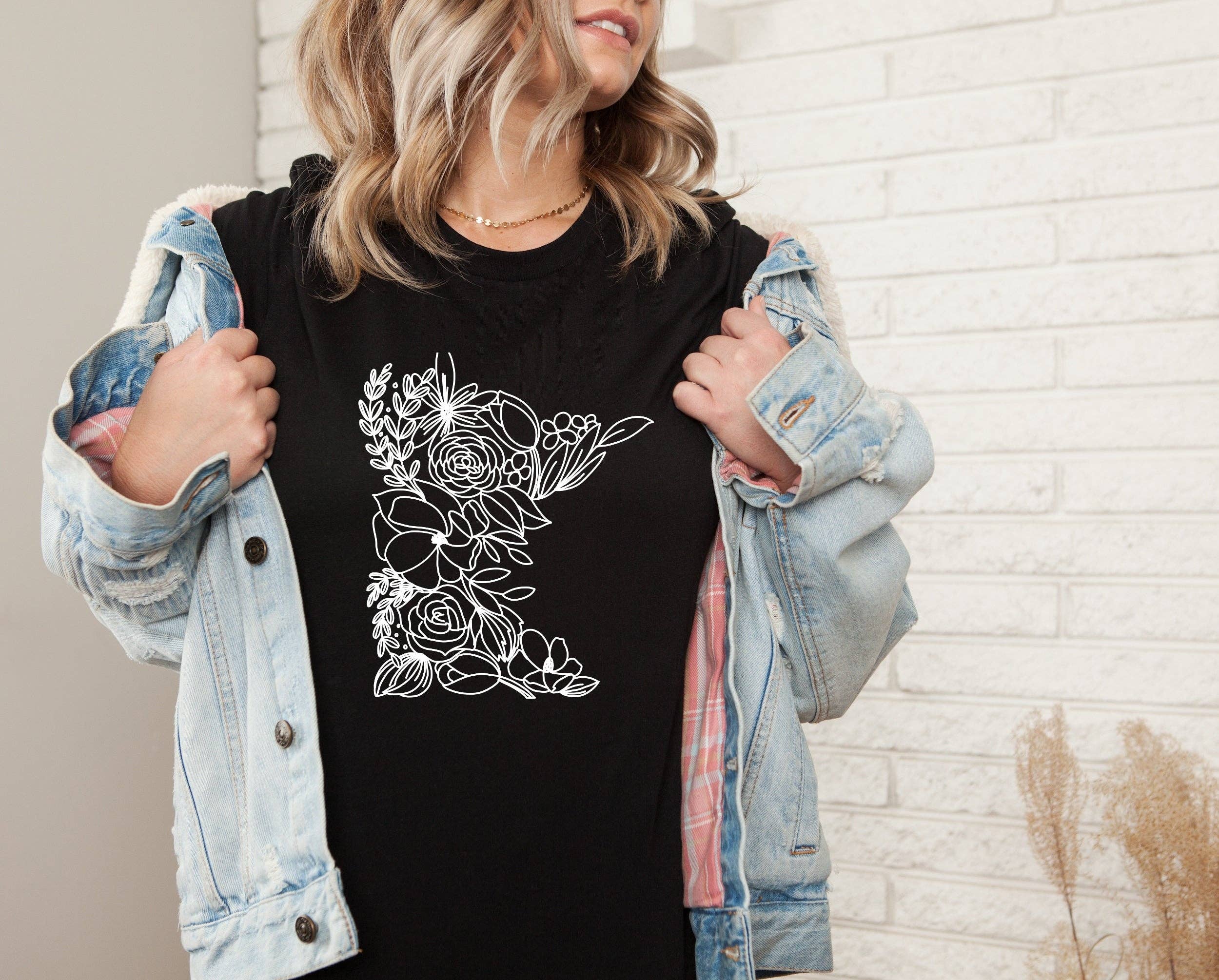 Autumn Rose Co. - Wholesale Screen Printed T-Shirt - Women's - Minnesota Floral Tee, Minnesota Graphic Shirt, MN Tees1
