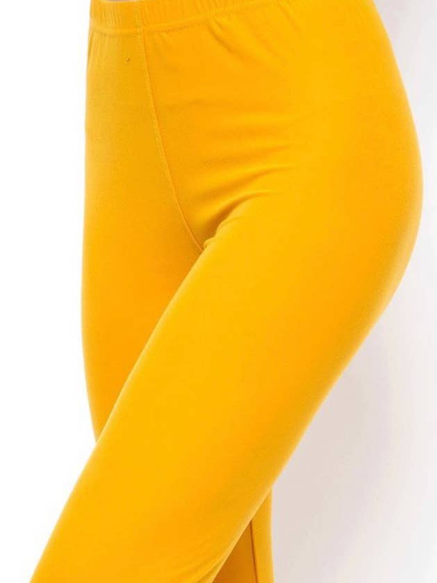 Solid Mustard Yellow ONE SIZE Leggings for wholesale by Love 4 Leggings