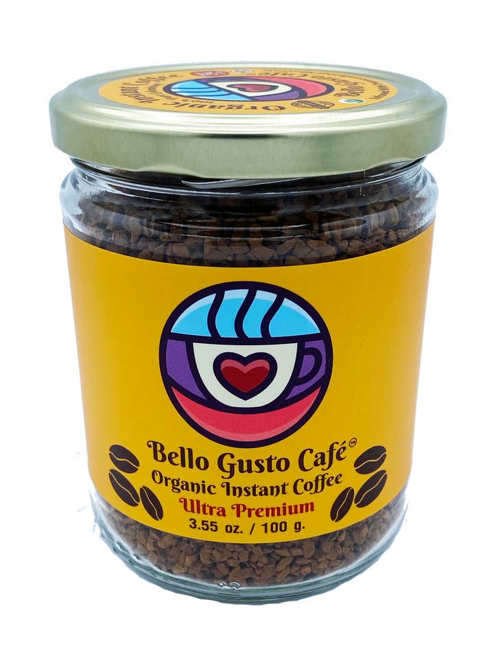 Bello Gusto Cafe Organic Instant Coffee, 39 cups for wholesale by EARTH CREAM ORGANICS