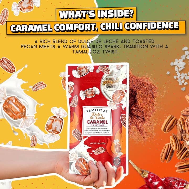 Sugarox Candy Studio LLC - Wholesale Hard Candy - Tamalitoz Dulce De Leche Caramel - Spicy Mama 12ct0