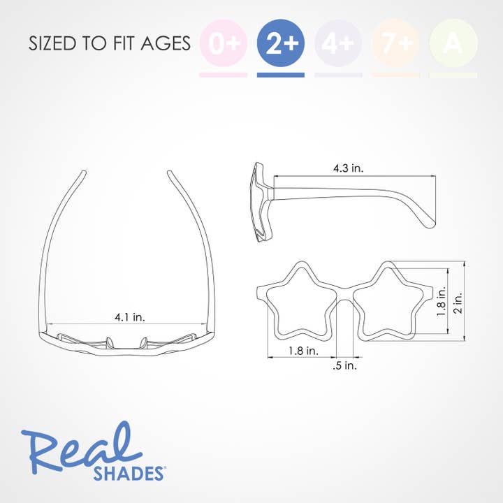 Real Shades - Wholesale Sunglasses – kids - Star Flexible Sunglasses for Toddlers - Ages 2+2