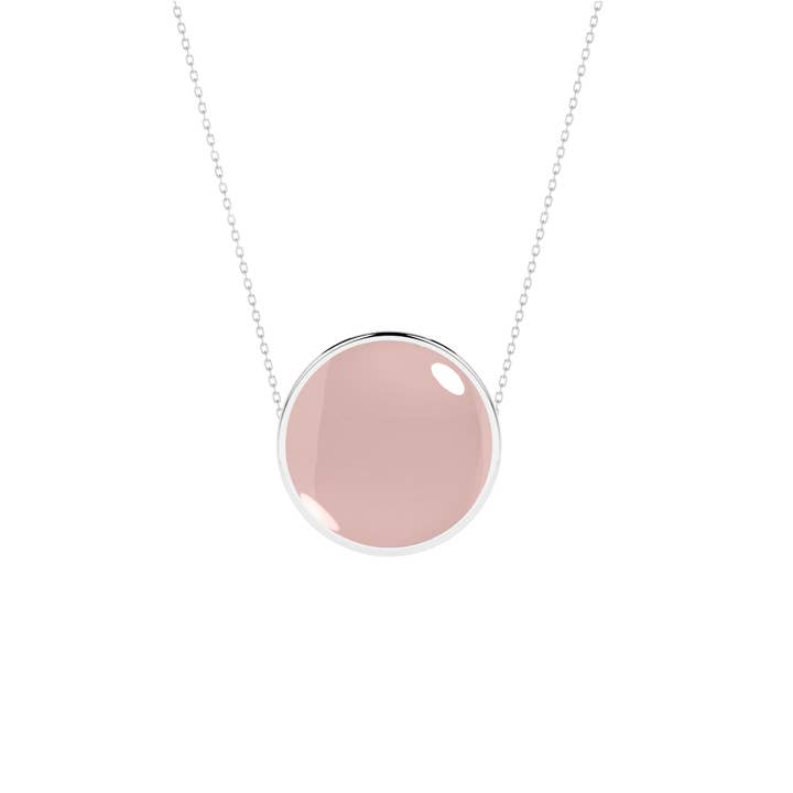 Collier à pendentif coulissant en quartz rose naturel en argent 925 pour la vente par Nature Crafts