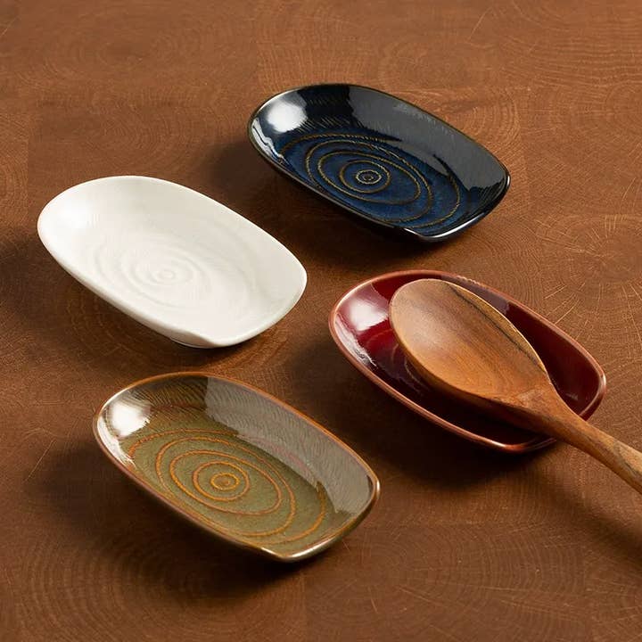 Plume Shadow 5.2" Ceramic Spoon Rest & Dipping Dish for wholesale by Otterware